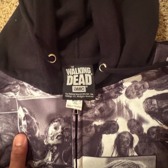 Vintage Like The Walking Dead Collage Black Zip up Hoodie (Men's 2XL) - Picture 9 of 16